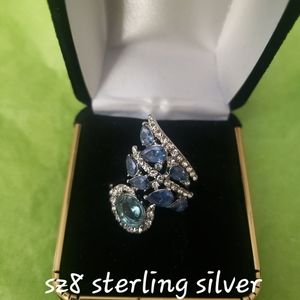 Sz 8 sterling silver aquamarine ring
